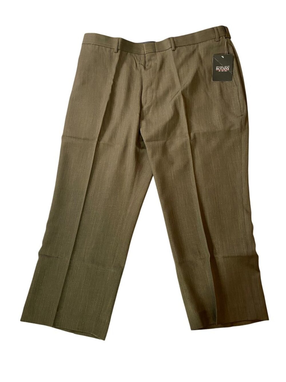 NWT Botany 500 Mens Olive Dress Pants Waist 42 Length 26 Pleated Front Polyester